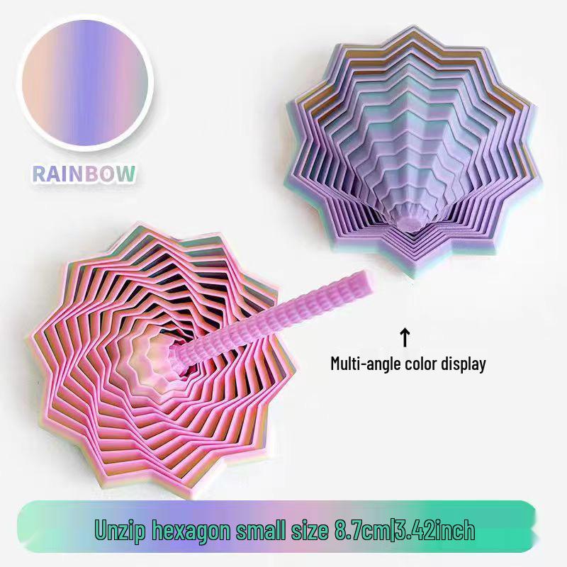 3D Printed Radish Tower Fidget Toy: Stress Relief and Optical Illusion Polygonal Design with Handle