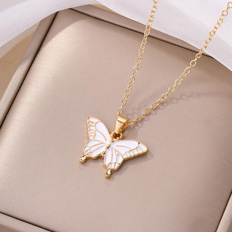 European and American e-commerce jewelry fashion drip alloy pendant personalized drip butterfly necklace autumn new item jewelry