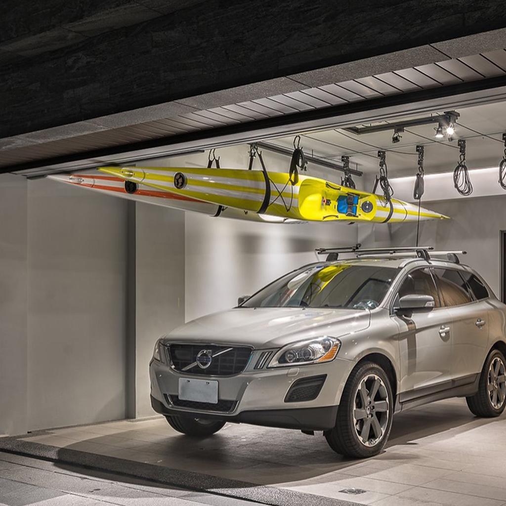 Подъемник для каяка с подвесной блочной системой Потолочная стойка для каяка Потолочное крепление для гаража для велосипеда, паддлборда, каноэ
