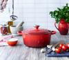 LE CREUSET Фирменная круглая кокотница 22 см красная / Кастрюля, Кастрюля с двумя ручками, Жестяная посуда, Эмаль, Посуда для приготовления пищи, Сделано во Франции