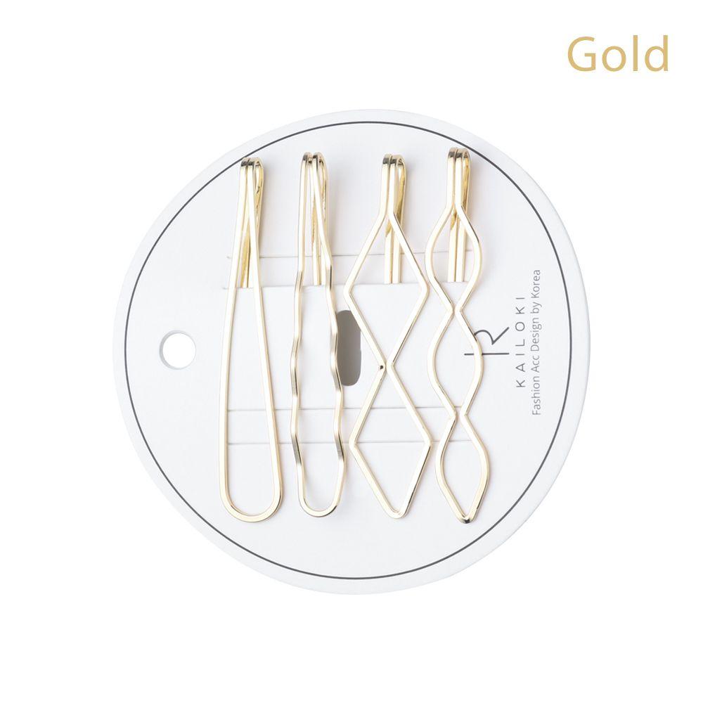 4pcs/set New Metal Women Girls Hairgrips Geometric Rhombus Geometry Hair Clip Barrettes