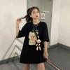 Летняя корейская версия новой Харадзюку нижняя одежда с принтом отсутствующего мишки свободная короткорукавная футболка топ женская ins
