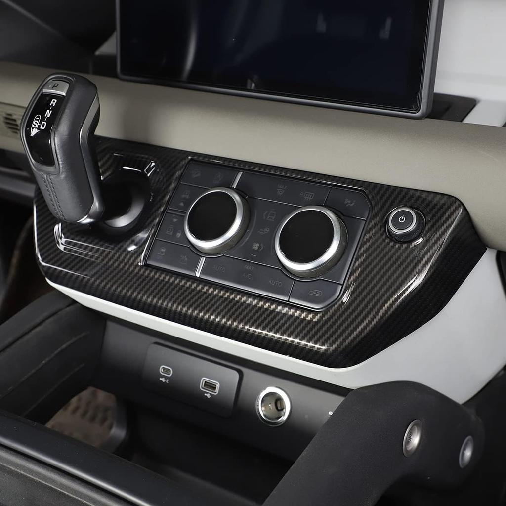 PIUGILH Car Center Control Panel Frame Cover & Air Conditioning Switch Panel Inner Trim Accessories for Land Rover Defender 110 2020 2021 2022 2023