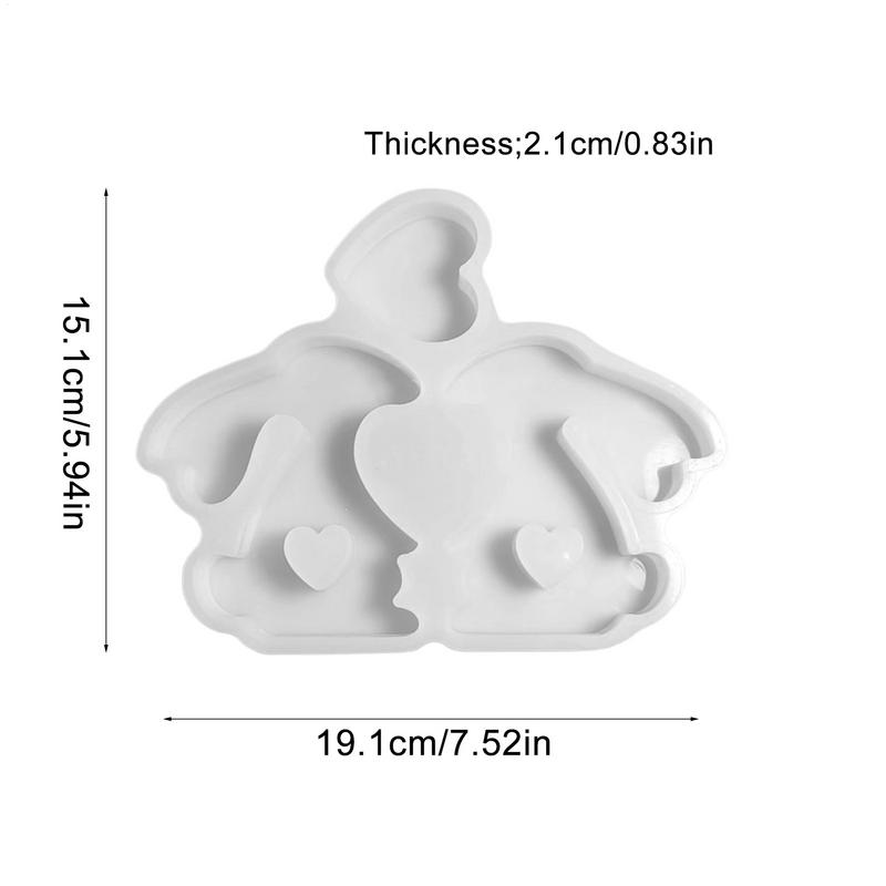 Easter Bunny Mold Silicone Molds Easter Bunny Soap Mold Collectible Figurines Candle Making Molds Rabbits Hugging Heart Plaster