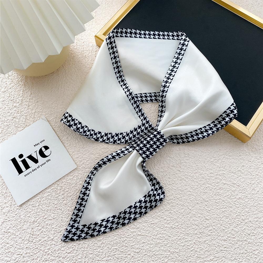 New Style Cross Shaped Small Scarf For Women In Spring Autumn Summer Fashionable Temperament Tied Bag Headband Decorative Scarf