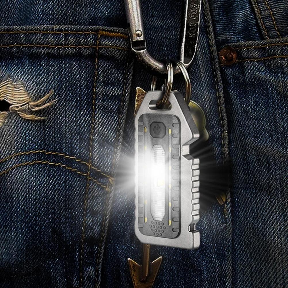 Светодиодный фонарик с зарядкой через USB, рабочий свет, брелок, фонарик, предупреждающий мигающий свет, уличная лампа