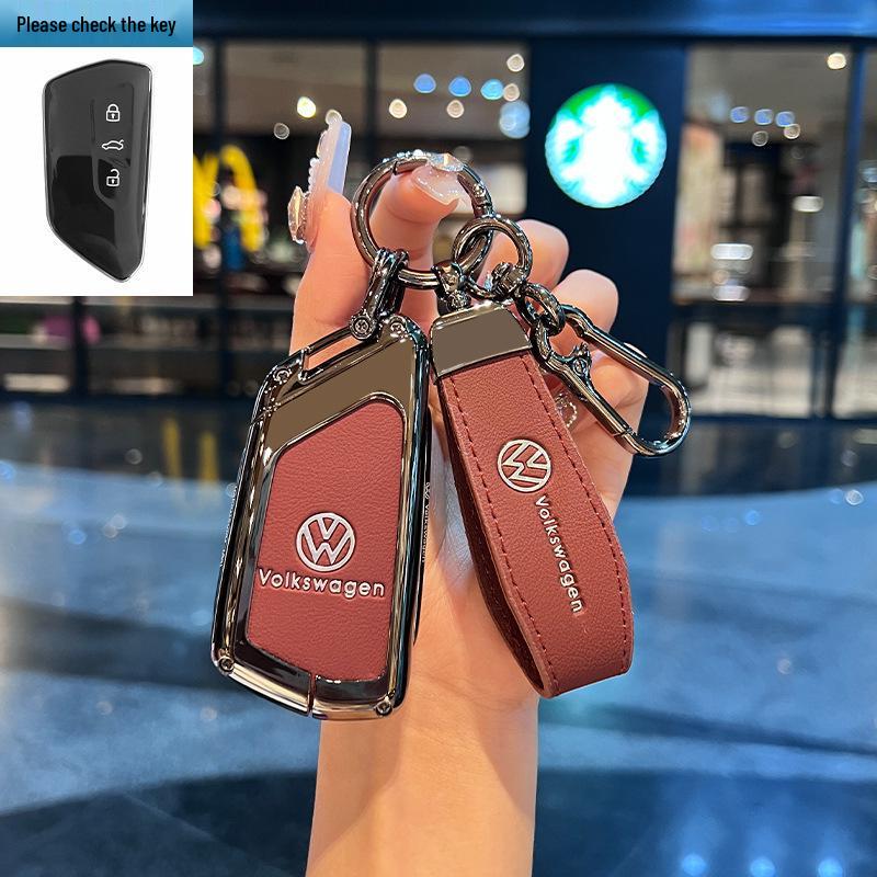 Чехол для ключей Volkswagen для Teramont, ID3, Tayron, ID4, Golf 8, Lamando - Металлическая и кожаная оболочка.