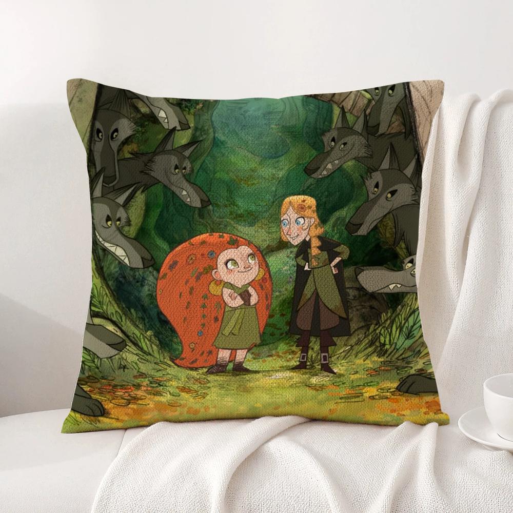 Ireland W-Wolfwalkers Cushion Cover Summer Coolness Linen Fabric Double-Sided Printing Pillow Case Sofa Home Decor Gift