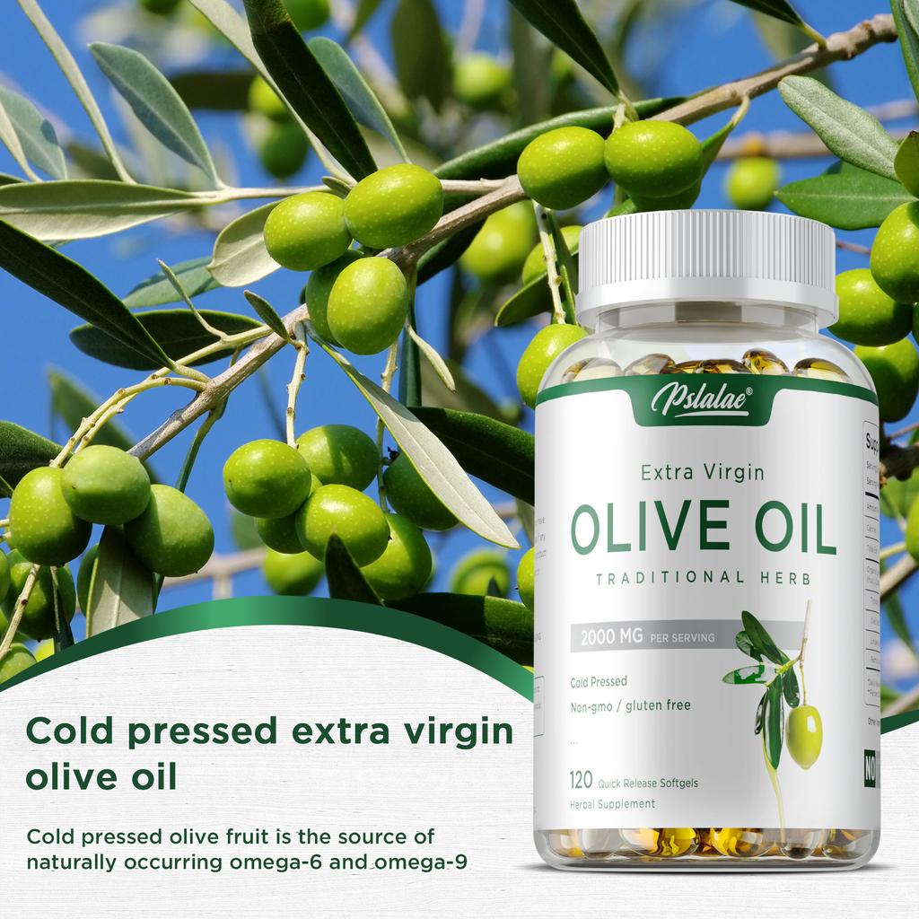 Extra virgin olive oil softgels, 2000 mg, antioxidant support, suitable for both men and women.