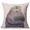 Cute Watercolor Painting Cat Flamingo Dog Kid'S Nursery Art Room Decorative Throw Pillow Case Cotton Linen Animal Cushion Cover