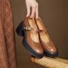 Fashion New Spring/summer Genuine Leather Mary Jane Shoes for Women Fashion Rivet Chunky Heel Round Toe Women Pumps Platform Shoes Women