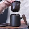 Personality Ceramic Tea Set Teacup with Lid Filter Office Mark Cup Travel Portable Tea Set Household Drinking Utensils WSHYUFEI