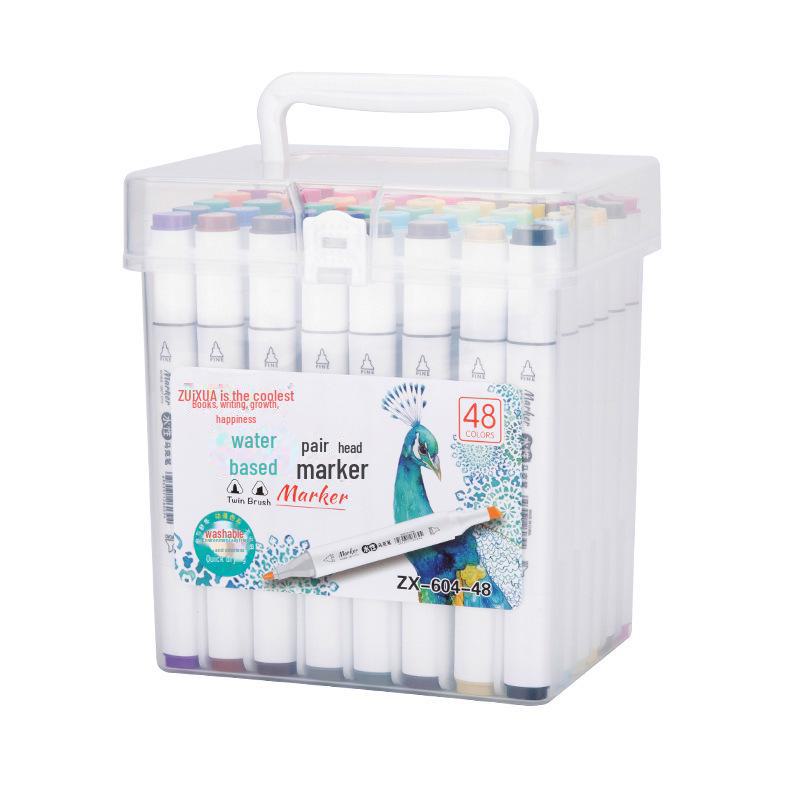 Набор из 48 спиртовых маркеров с двумя наконечниками для студентов и анимационного дизайна