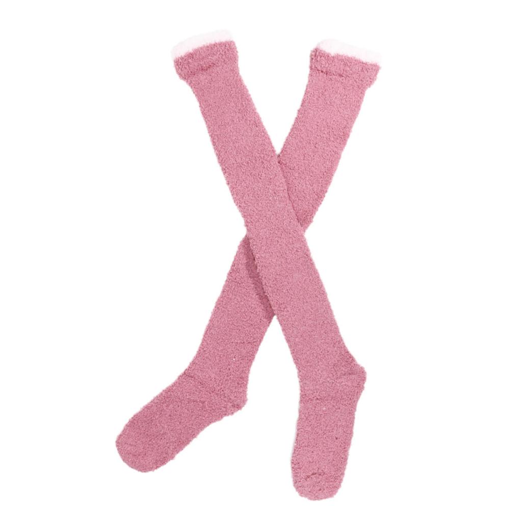 1 пара женских теплых плюшевых чулок до бедра, зимние чулки выше колена из кораллового флиса, длинные носки для дома, сна, пола, однотонные