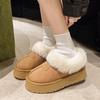 White Thick-soled Fur Integrated Warm Snow Boots Women's Shoes 2025 New Autumn and Winter Plush Thickened Fluffy Shoes