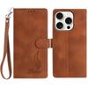 For iPhone 16 Pro Max Case Imprinted Feather PU Leather Wallet Phone Cover with Wrist Strap