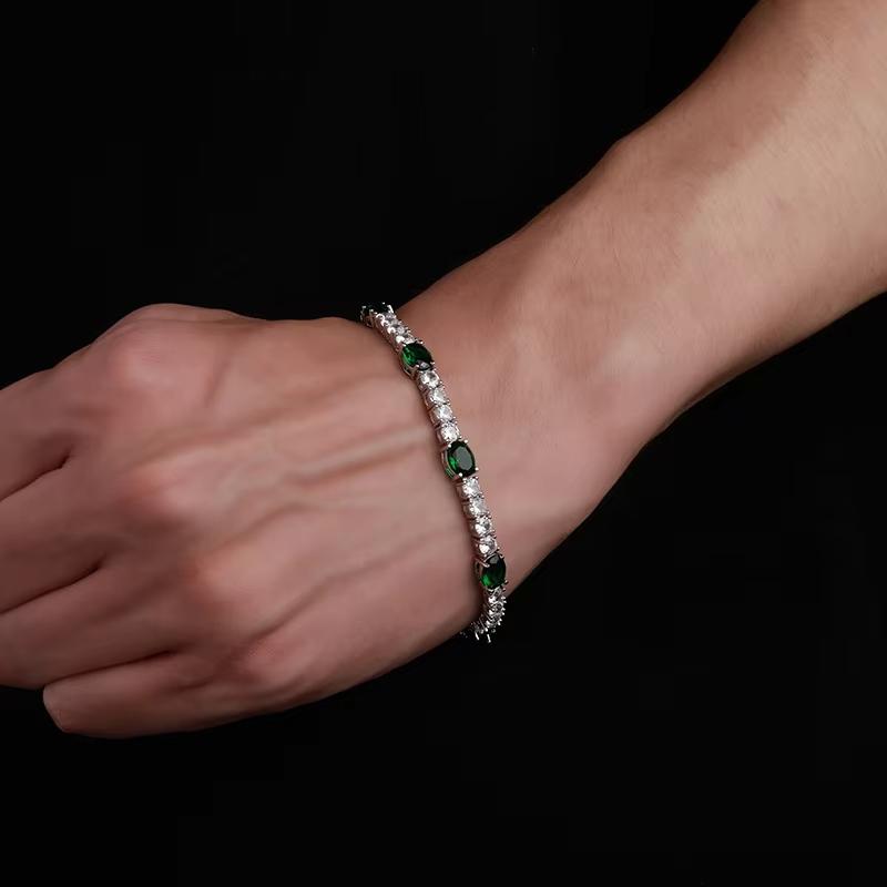 Factory Hot Sell Brass 6mm Hip Hop Jewelry Alternating Oval&Round Zircon Couple Style Fashion Luxury Tennis Bracelet
