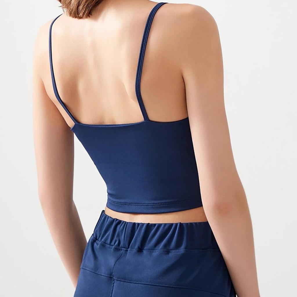 Женский темно-синий спортивный бюстгальтер с легкой поддержкой и закрытыми бретелями