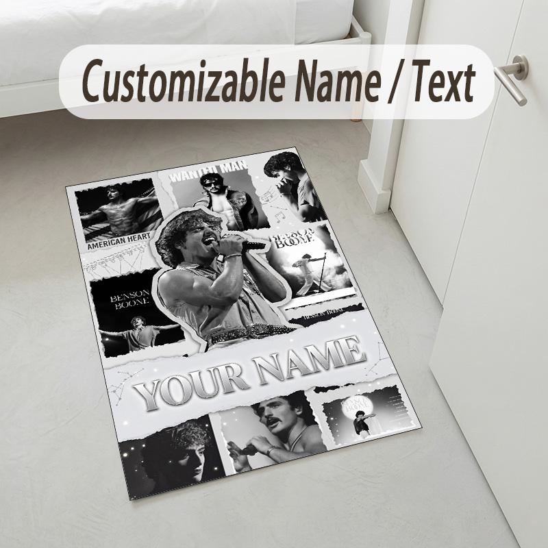 Personalized Crystal Velvet Carpet,Benson Boone Custom Printed Name, Plush Area Rug For Home Indoor Decor