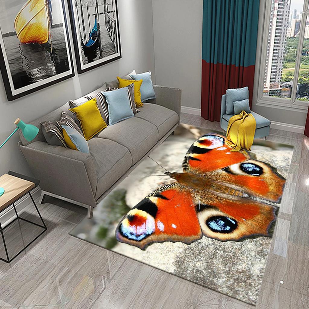 3D Красочный Ковер с Бабочками и Цветами Коврик для Входной Двери Ковры для Помещений Декор для Спальни Коврики для Пола Гостиной Нескользящий Коврик для Ванной