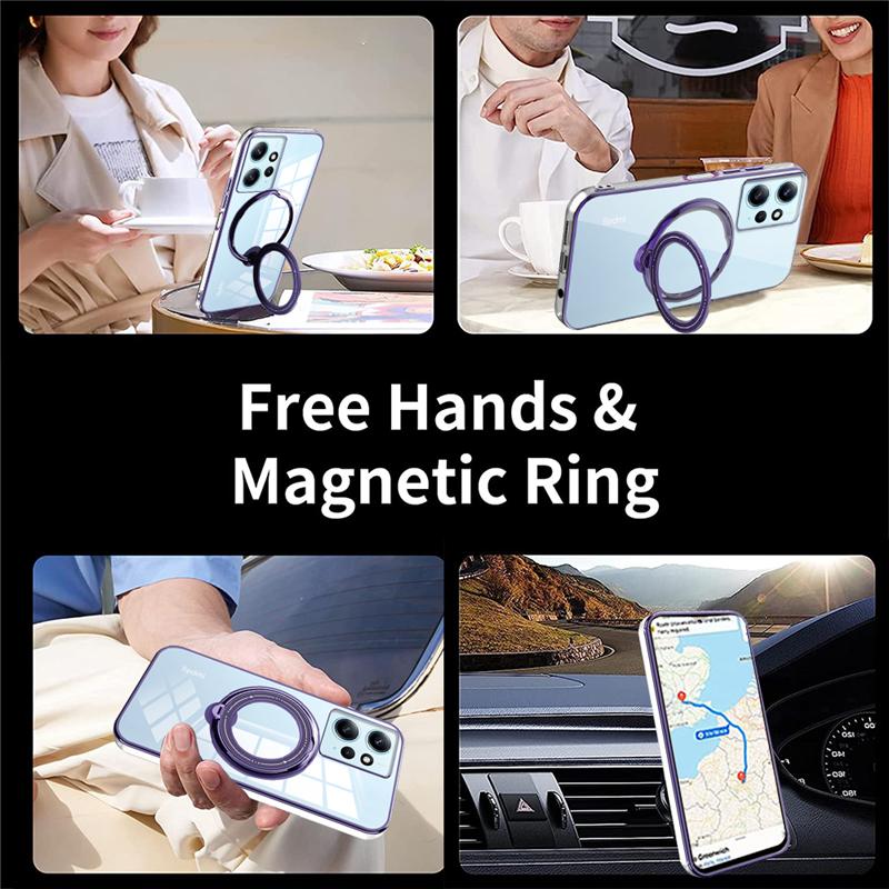 Shockproof Plating Clear Ring For Magsafe Case For Xiaomi Redmi Note 12 11 Pro 11S A1 12C 10C 9A 9AT Poco X3 NFC X4 X5 Pro 5G 4G Soft Silicone Cover