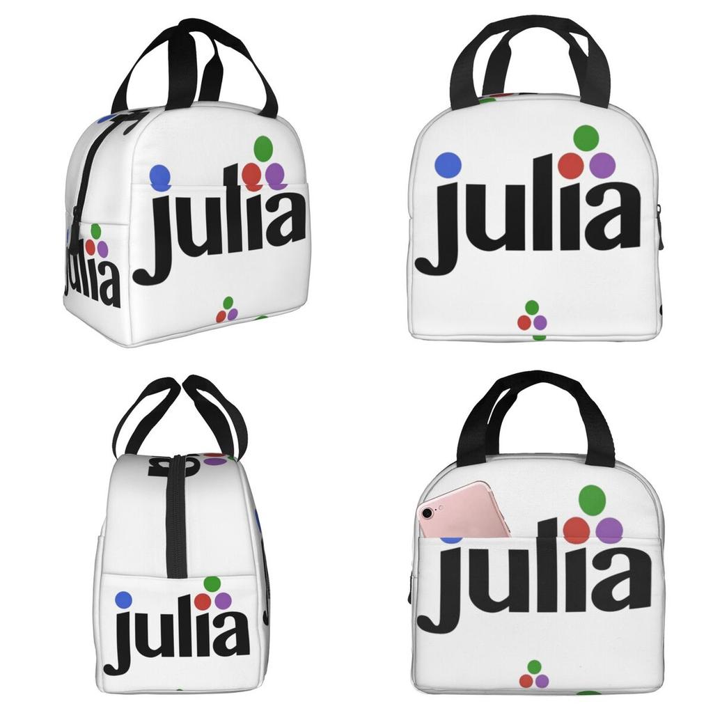 Julia Hex Logo Insulated Lunch Bag for Kids School Cooler Thermal Food Box Tote Leakproof Lunch Boxes Container