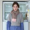 Wool Blended Double Layered Striped Knitted Scarf for Women In Autumn and Winter Sweet and Soft Sleeves Woolen Scarf
