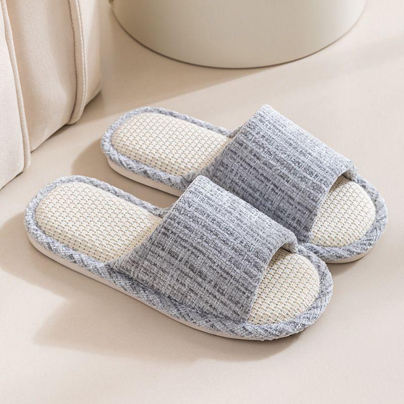 Льняные тапочки на толстой подошве женские весенне-осенние четырехсезонные домашние хлопково-льняные домашние нескользящие летние мужские парные