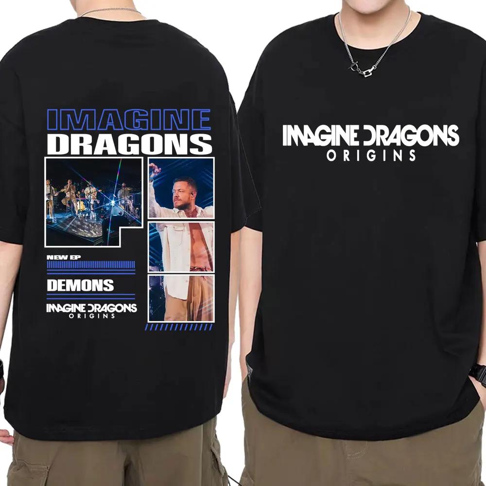2026 Summer Imagine The Origin of The Dragon Album Tour Cover Cotton Printed Tshirt Mens Retro Loose Casual Short Sleeve Y2k