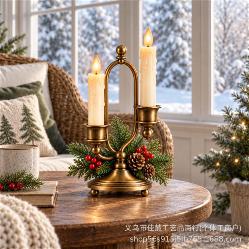 Fashion Fun Portable Christmas Brass Candle Holder