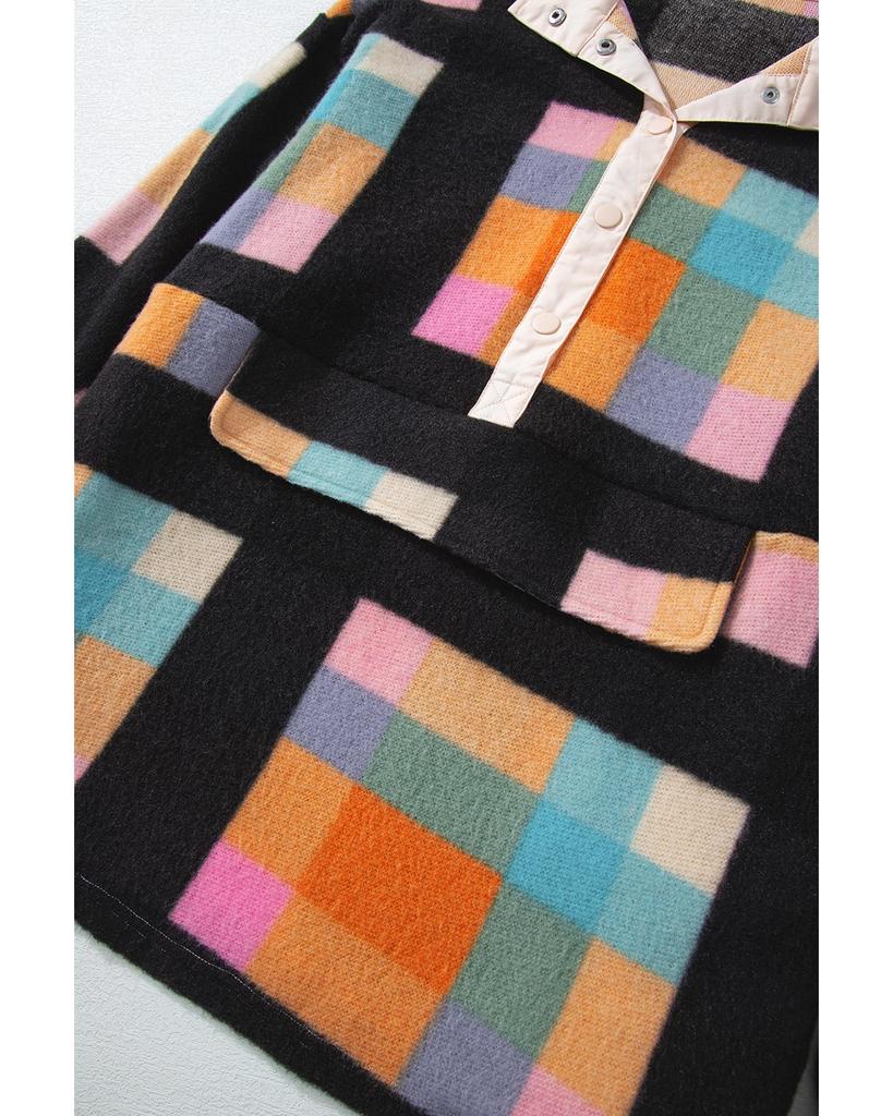 Azura Exchange Черный толстовка Henley размера плюс с клетчатым принтом Sherpa