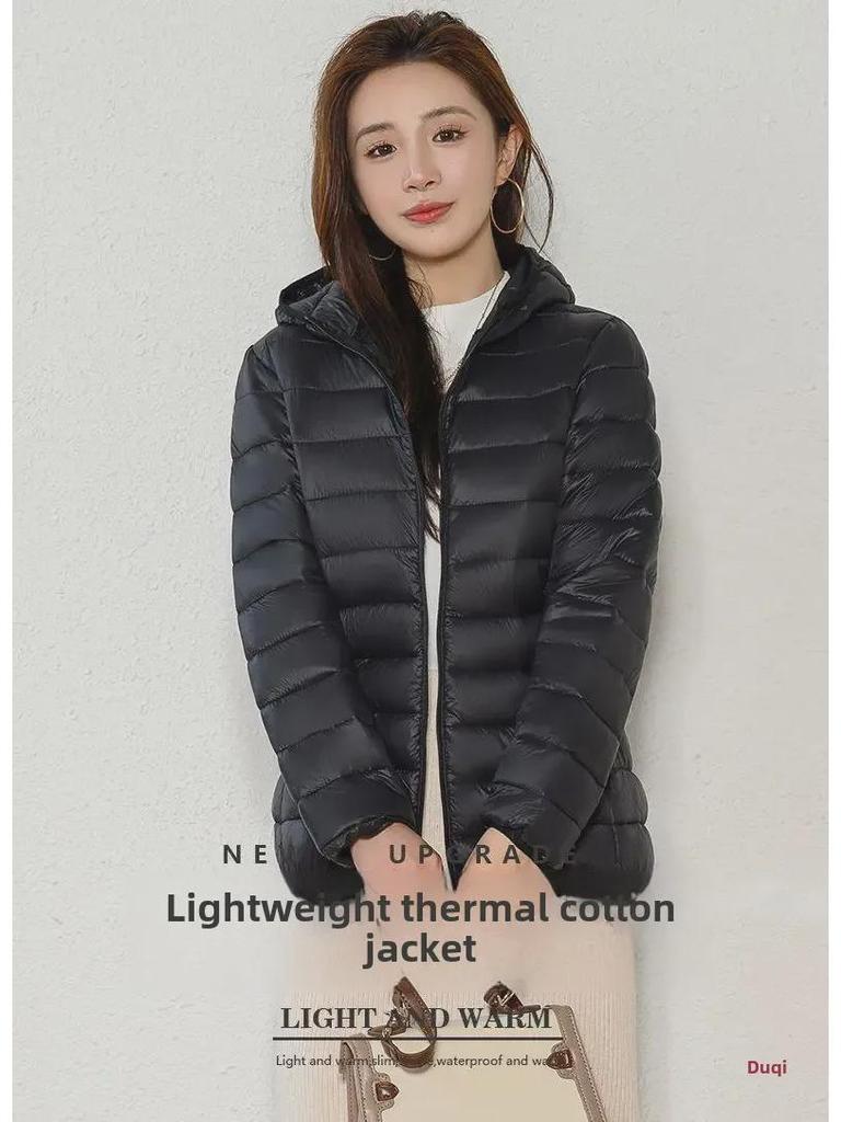 Women's Slim Fit Light Down Short Cotton Coat - Winter Korean Style, Large Size Available