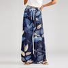 Women's Loose Casual Floral Print Wide Leg Pants With Elastic Waist Drawstring And Pocket Pants