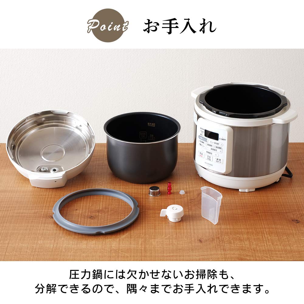 Iris Ohyama Electric Pressure Can Cook At Low Includes Reservation Can Make Comes with Equipped with 12 Automatic White Cooker, 3L, Temperatures,