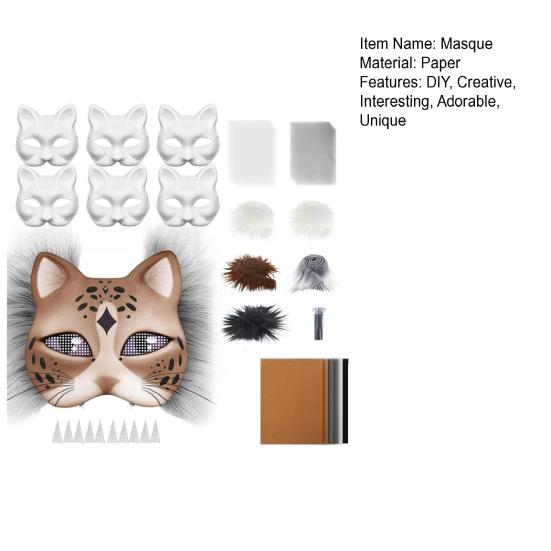 Набор для создания маски терианца с сетчатой бородой из искусственного меха и войлочным полотном для самостоятельной покраски маски пушистого животного для карнавала на Хэллоуин