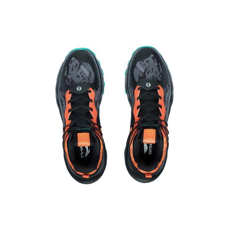 Li Ning Protective Cloud Plus Lightweight Rebound Low-Top Running Shoes Men Sneakers Black Orange AGLR231-4