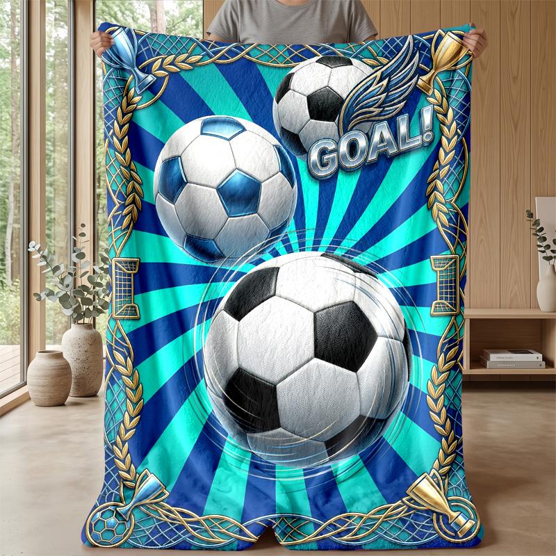 Soccer Fire Impact Theme blanket Lightweight Warm Flannel Blanket Decorative Throw Blanket for Home Decoration