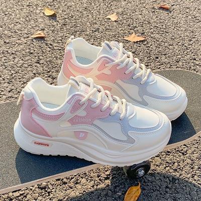 Легкие женские кожаные кроссовки на мягкой подошве для осени и зимы, спортивные кроссовки на толстой подошве для увеличения роста, легкие, износостойкие, для бега