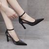 Shoes Female Sandals Women's High Heels 2024 New Summer Solid Office and Career Fashion Pointed Toe Sexy Crystal High Heels