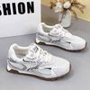 Leather Mesh Flat Bottom Women's Summer New Breathable Casual Women's Shoes Flat Sports Board Shoes