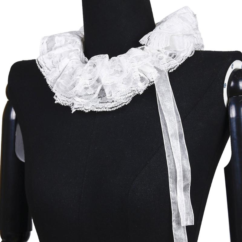 Elizabethan Chiffon Ruffle Collar Cuff Sleeves for Medieval Costume Detachable for Historical Reenactments and Event