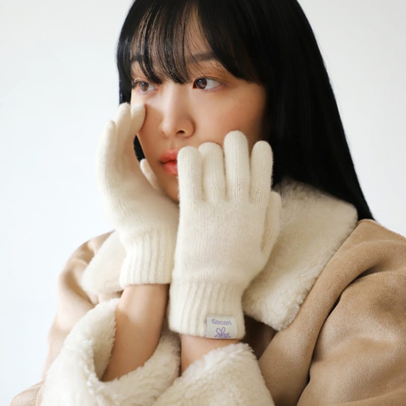 GOCORI SHORT KNIT GLOVES - IVORY Knit Gloves Wool Gloves