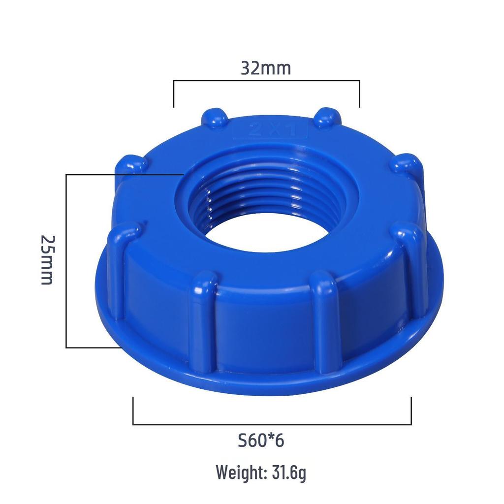 IBC Ton Barrel Valve Double Inner Tooth Adapter with Cover - 4, 6 Points, 1 Inch Center Ring