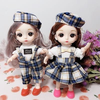 Мини-подвижная 13-шарнирная кукла 17 см, игрушка для девочек, 3D большие глаза, BJD принцесса, полная одежда, коллекция платьев, детская кукла в подарок