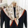White Carriage Double-Sided Color-Block Silk-Mimicking Scarf Women's Lightweight Summer Neck Protection Shoulder Wrap