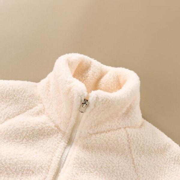 Детское плюшевое пальто Осень Зима Малыши Мальчики Девочки Цветной блок Молния Длинный рукав Топ Детская Повседневная Теплая Куртка Верхняя одежда