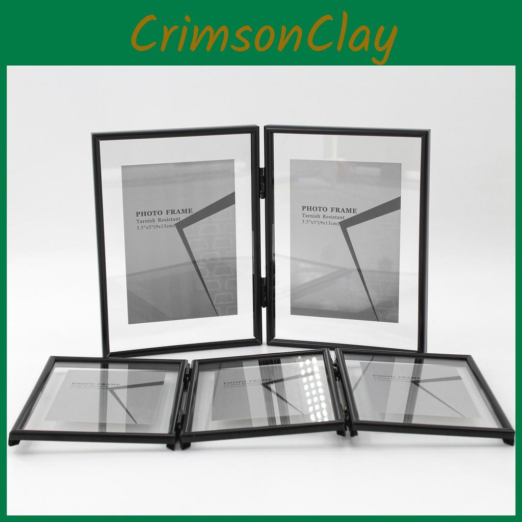 7 And 5 Inch Double Sided Transparent Fold Dual Photo Frame For Decor Home