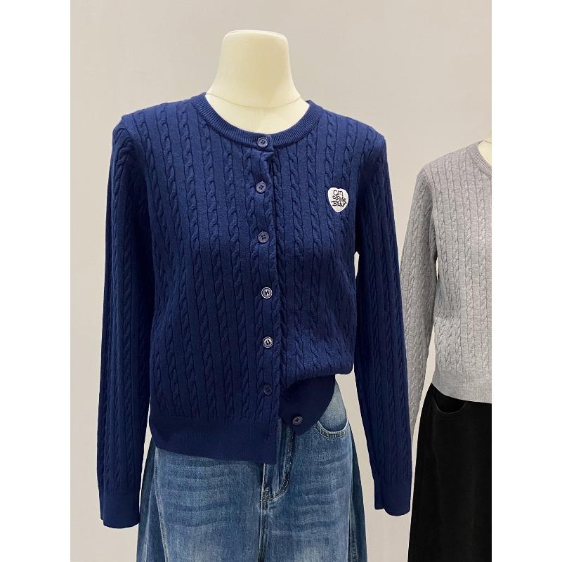 Вязаный кардиган с текстурой «косичка», женский однобортный топ, весенне-осенний, повседневный, омолаживающий, с длинным рукавом, мягкий, восковой свитер