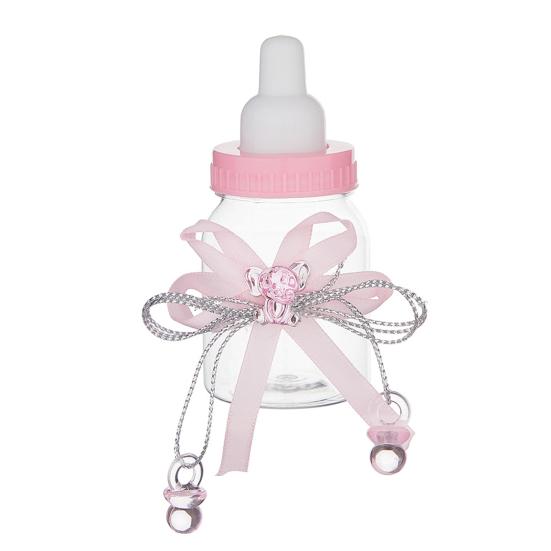 1/6/12 шт. Мини-конфетница в виде бутылочки молока с мишкой из страз и бантом из ленты, для сладостей и угощений, банка для хранения, сувениры для вечеринки в честь рождения ребенка