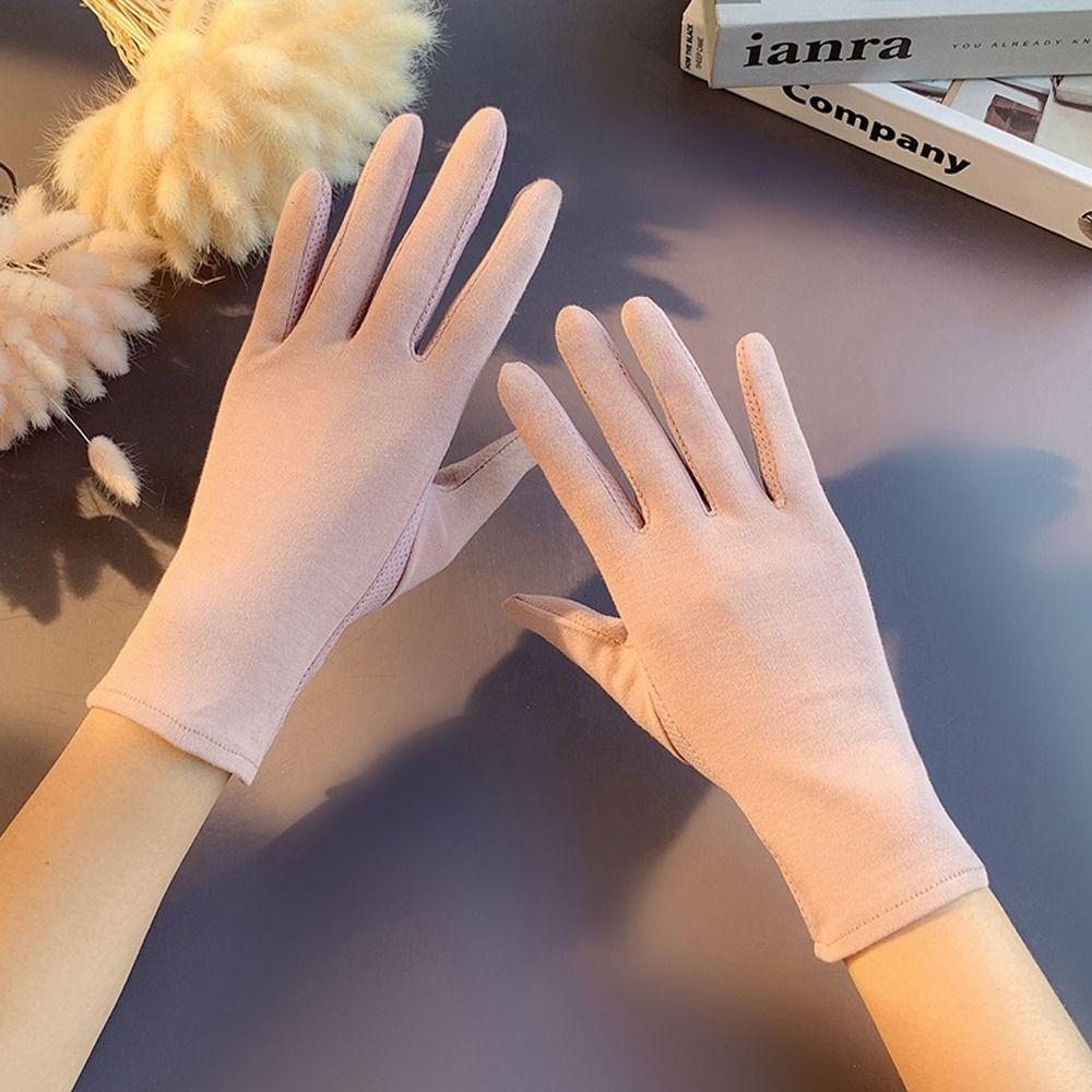 Five Fingers Gloves Cotton Solid Color Outdoor Mittens Women Driving Gloves Summer Sunscreen Gloves